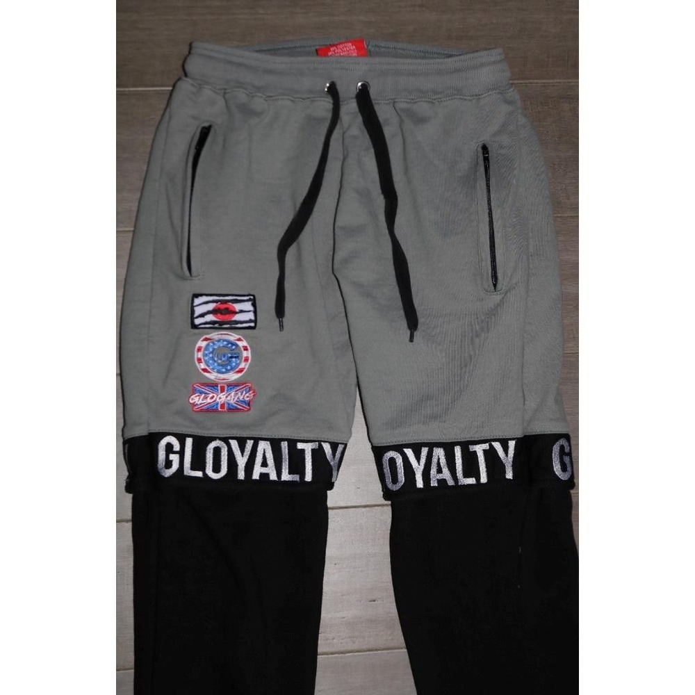 Glo Gang Chief Keef Gloyalty Sweatpants Grey Black Colorblock Joggers Mens S